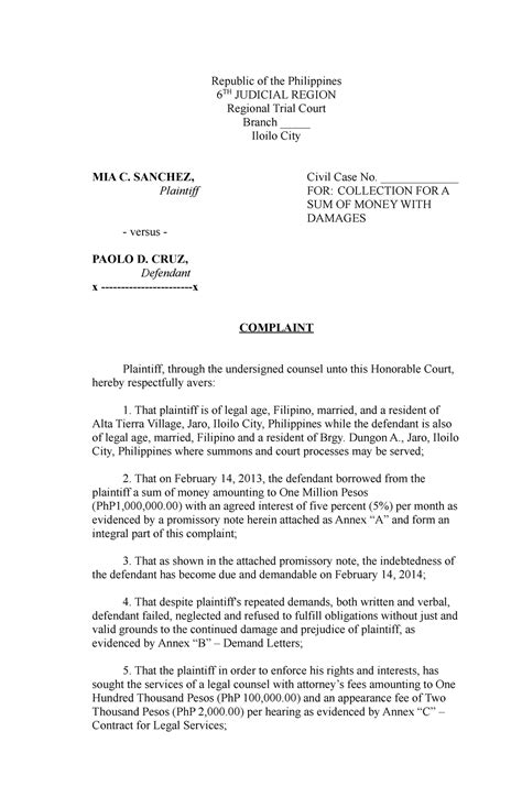 collection suit philippines|Filing of Collection Case .